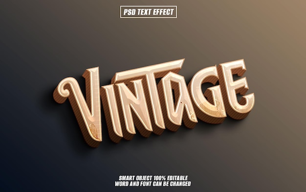 Vintage-Text-Effekt-Schriftart bearbeitbare Typographie 3D-Text