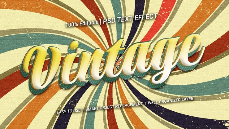 PSD vintage-texteffekt mit bearbeitbarem 3d-stil