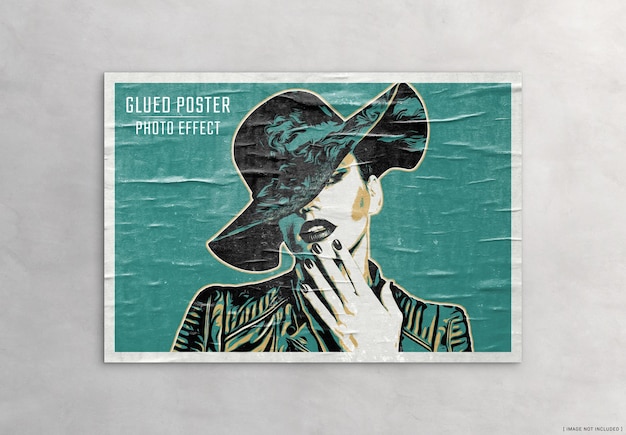 Vintage Vector Art Photo Effect Mockup auf gefaltetem Poster