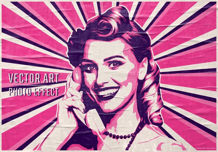 PSD vintage-vektor-kunst retro-foto-effekt mockup