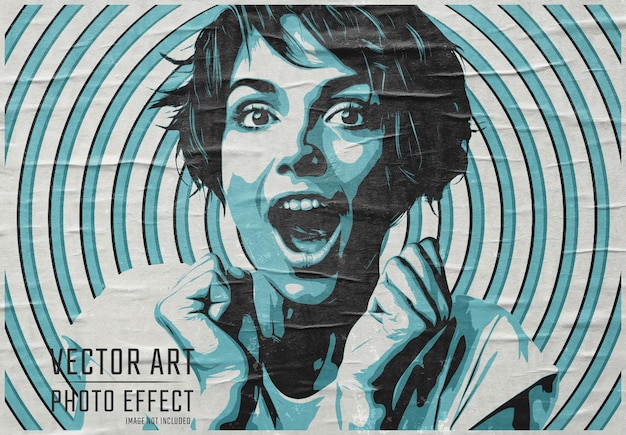 Vintage vektorkunst retro-fotoeffekt mockup