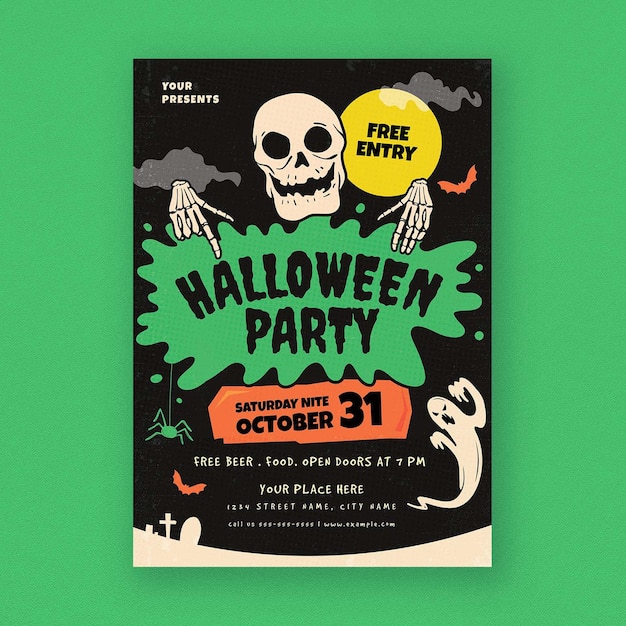 Vintager retro halloween-party-flyer