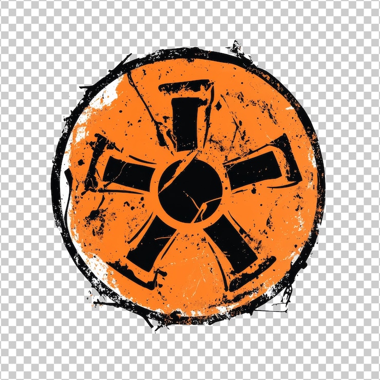 PSD vintagestyle grunge design with circular pattern cut out transparent