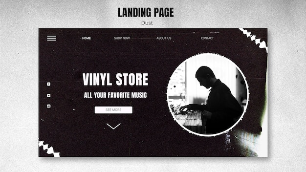 PSD vinyl store template landing page