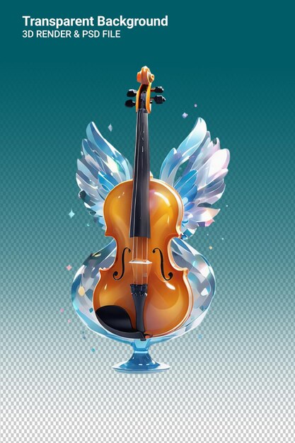 PSD un violín con alas y un arco en la parte inferior