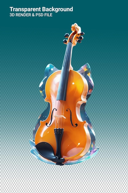 PSD un violín con un arco en él se sienta en un agua
