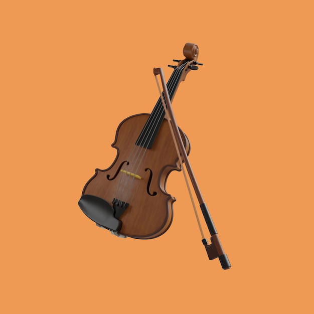 Violino 3d e baqueta