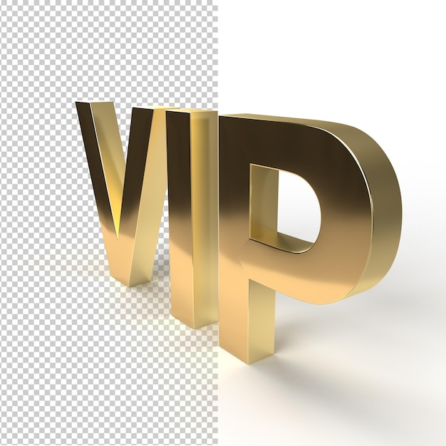 Vip 3d renderizando letras 3d isoladas vista frontal conceito exclusivo de membro hdillustration