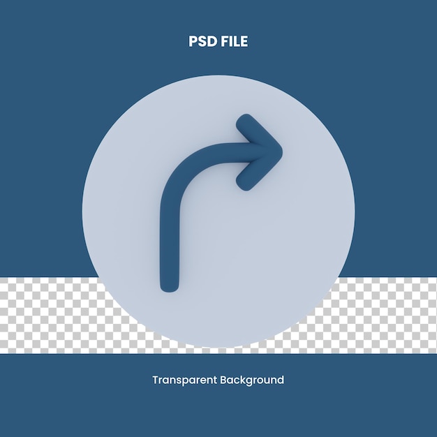 PSD vire a seta para a direita ilustração do ícone de renderização 3d seta
