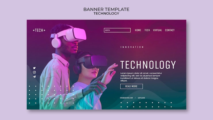 PSD virtual reality brille banner vorlage
