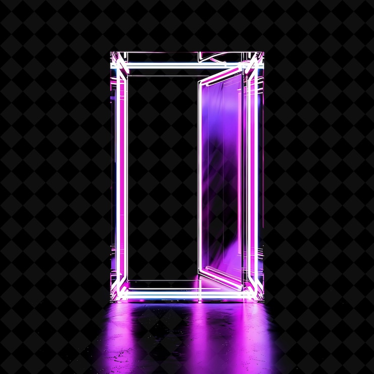 PSD virtual reality gate con esperienza immersiva e violet pi png y2k shape neon color collection
