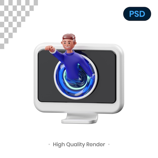 Virtuelle 3d-renderillustration premium psd