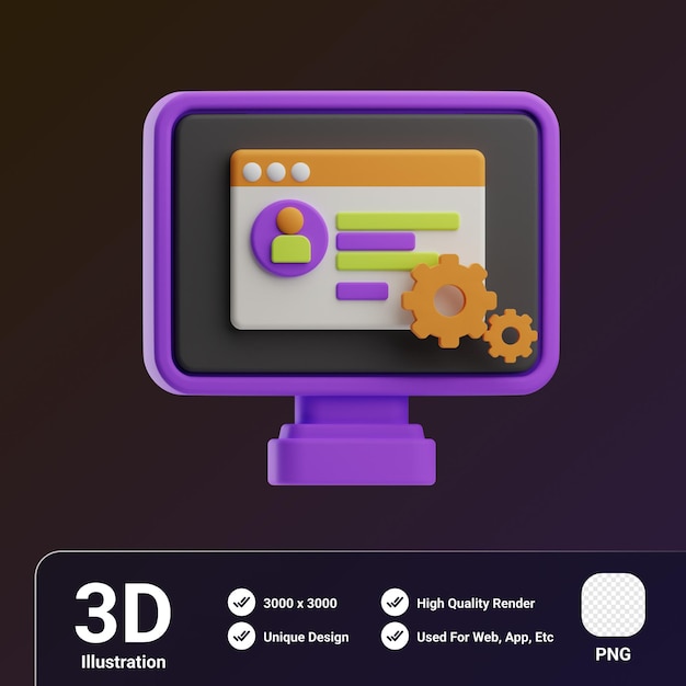 Virtueller Assistent Objektdatenverwaltung 3D-Illustration