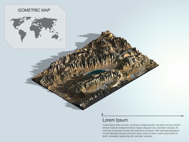 Virtuelles gelände 3d der isometrischen karte für infographic.