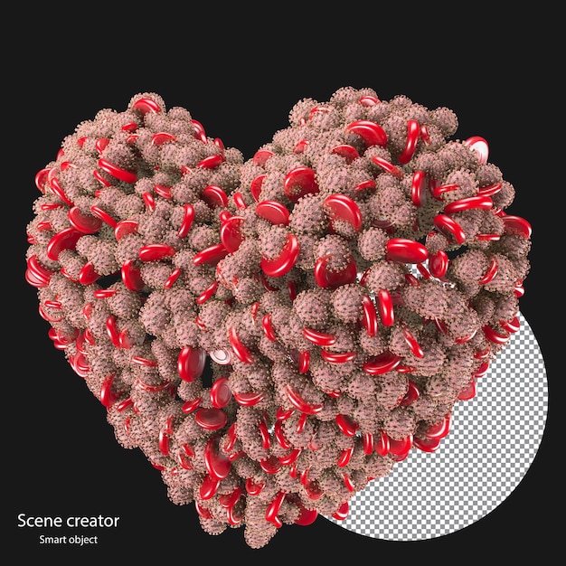 Virus 3d que fluye a través de la ruta de recorte de la vena