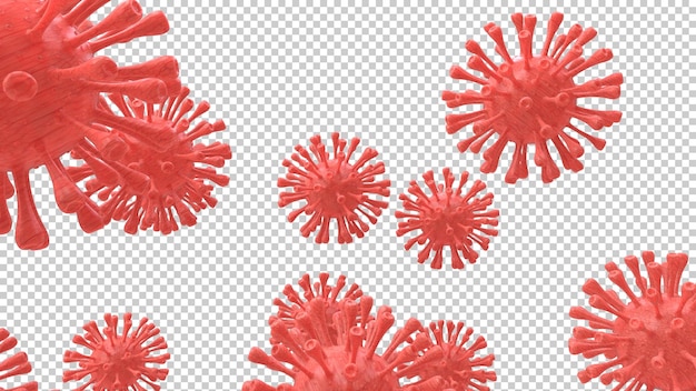 Virus aislado en la ilustración de representación 3d de fondo transparente
