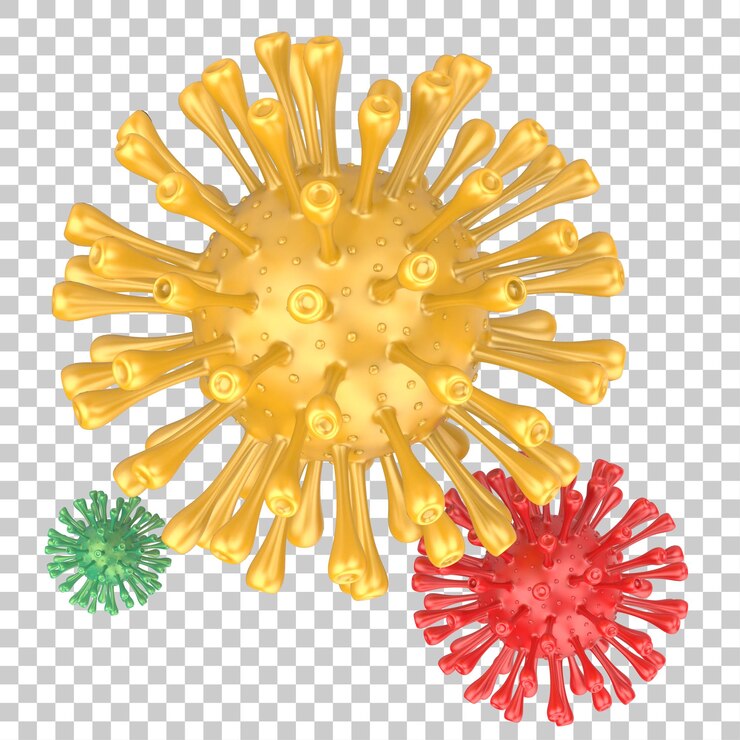 PSD virus aislado en la ilustración de representación 3d de fondo transparente