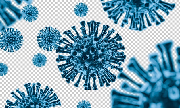 Virus Coronavirus COVID19 auf transparentem psd-Hintergrund Medizinkonzept