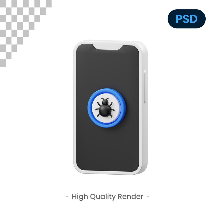 PSD virus móvil icono 3d premium psd