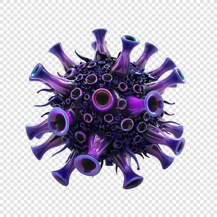 PSD virus renderizado en 3d aislado sobre un fondo transparente
