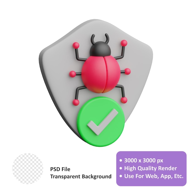 Virus security 3d realistische objektdesign-vektorsymbolillustration