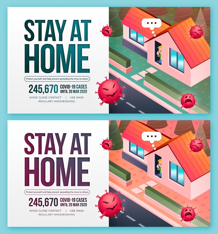 Virus Stay At Home Publicación de redes sociales