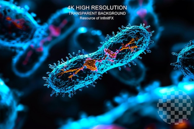 PSD virus x chromosome medicine illustration 3d en couleurs vives sur fond transparent