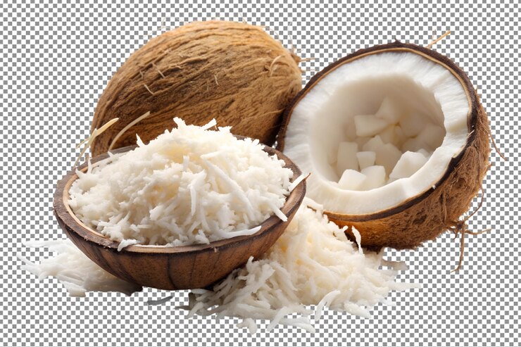 PSD las virutas de coco se muestran en la camisa blanca clásica.