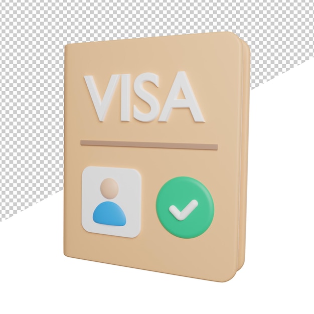 Visa documento transporte vista lateral iconos 3d que representan la ilustración sobre fondo transparente