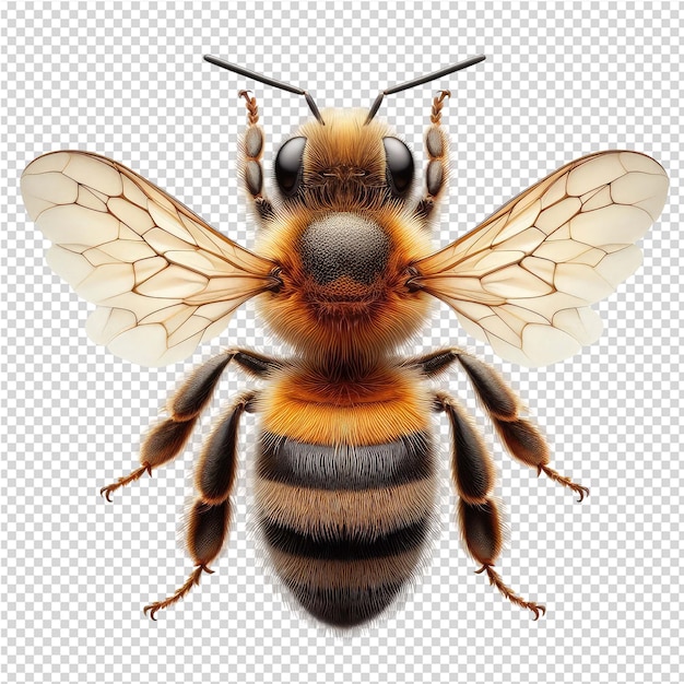 PSD un visage d'abeille est montré avec un motif noir et jaune