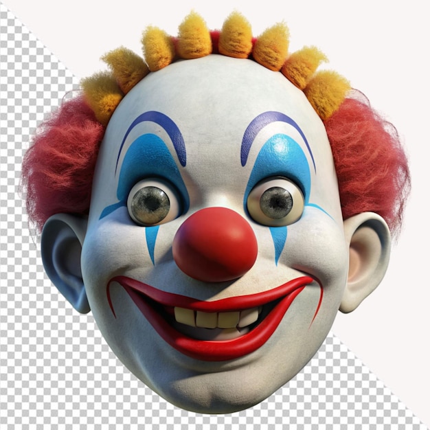 PSD le visage d'un clown sur un fond transparent