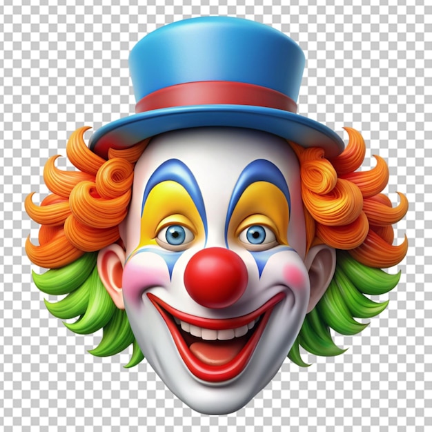 PSD le visage d'un clown sur un fond transparent