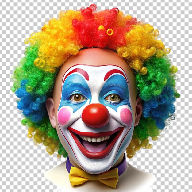 PSD le visage d'un clown sur un fond transparent