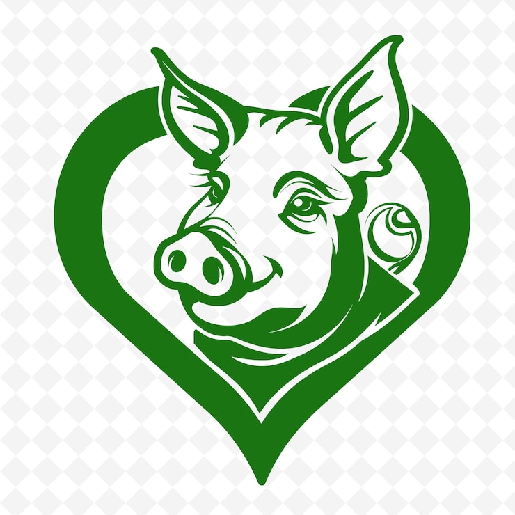 PSD un visage de cochon avec un cœur dessus