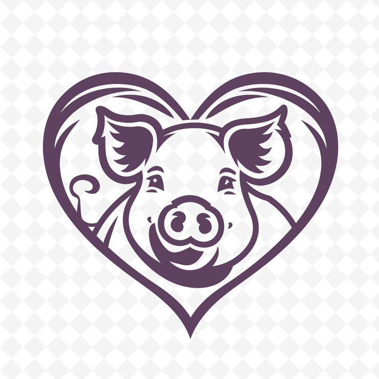 PSD visage avec un cœur de cochon sur un fond blanc