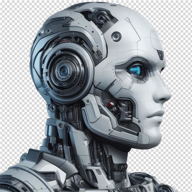 PSD le visage du robot isolé en png avec un arrière-plan transparent