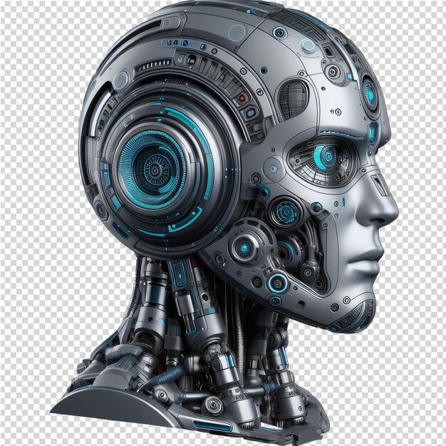 PSD le visage du robot isolé en png avec un arrière-plan transparent