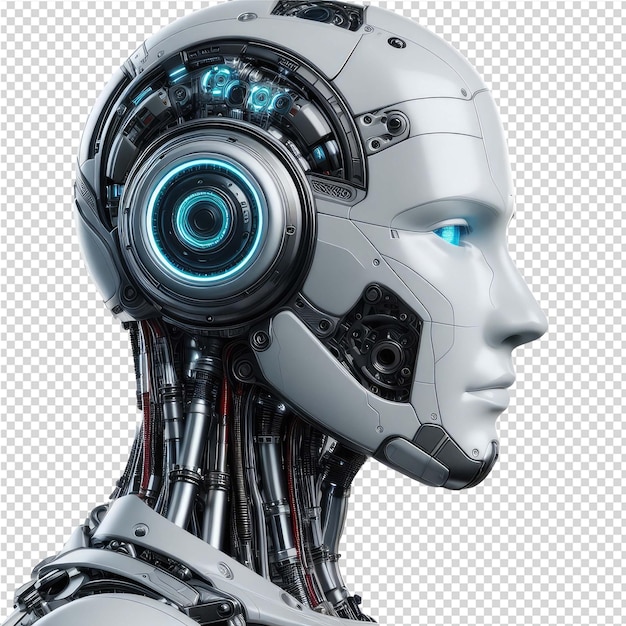 PSD le visage du robot isolé en png avec un arrière-plan transparent