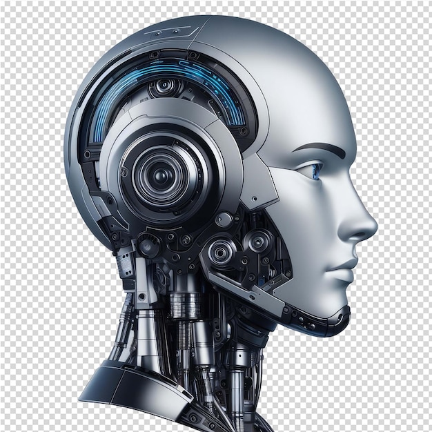 PSD le visage du robot isolé en png avec un arrière-plan transparent