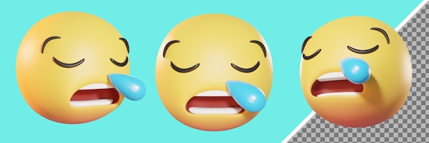 Visage endormi Emoji 3d Render Illustration 3d