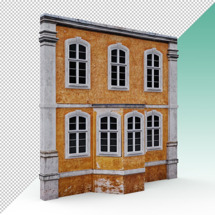 PSD visage de maison jaune