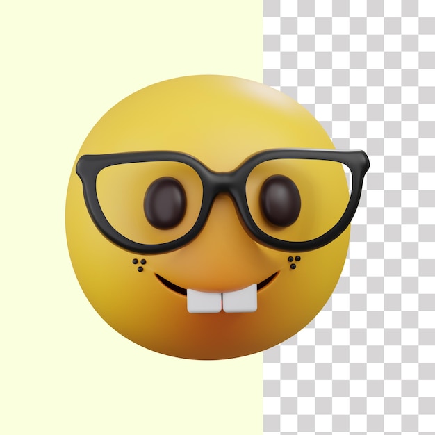 PSD le visage de nerd de l'emoji 3d