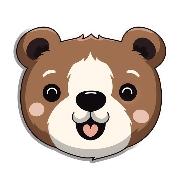 PSD le visage de l'ours est un autocollant kawaii png fichier transparent