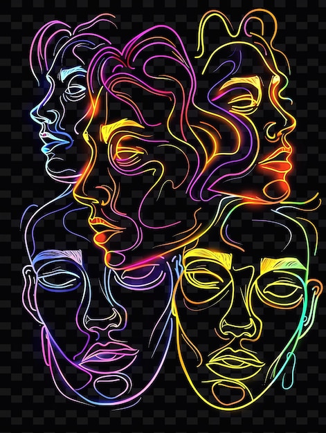 PSD des visages abstraits au néon brillant se chevauchent effets de collage abstraits y2k texture forme art de décoration d'arrière-plan