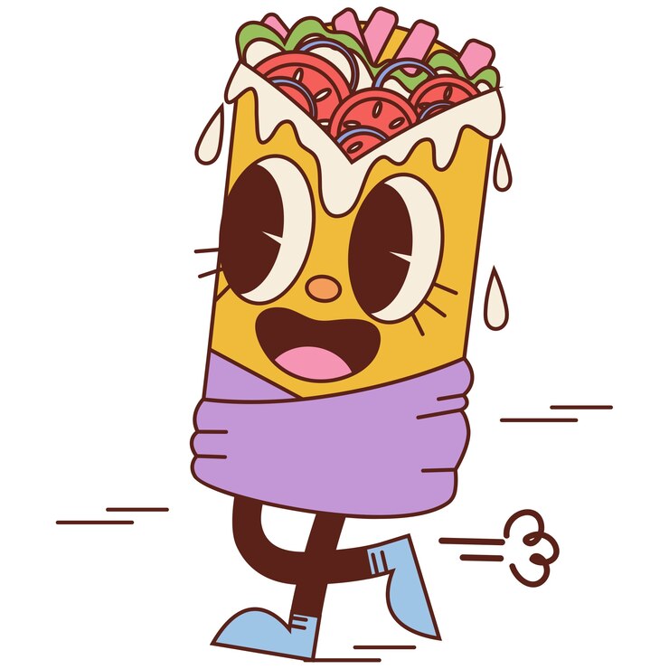 PSD visão de desenhos animados de comida mexicana