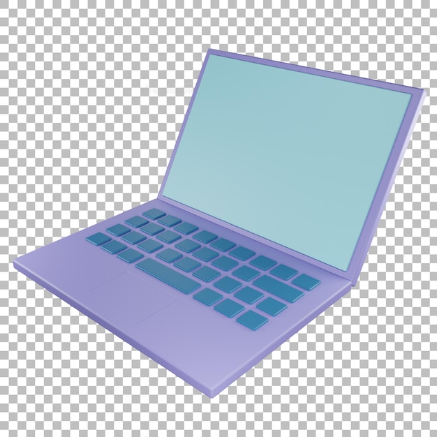Visão direita do laptop do ícone 3D com fundo transparente