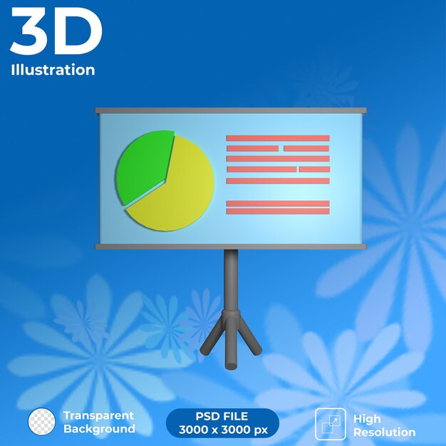 PSD visão frontal da apresentação da análise de renderização 3d