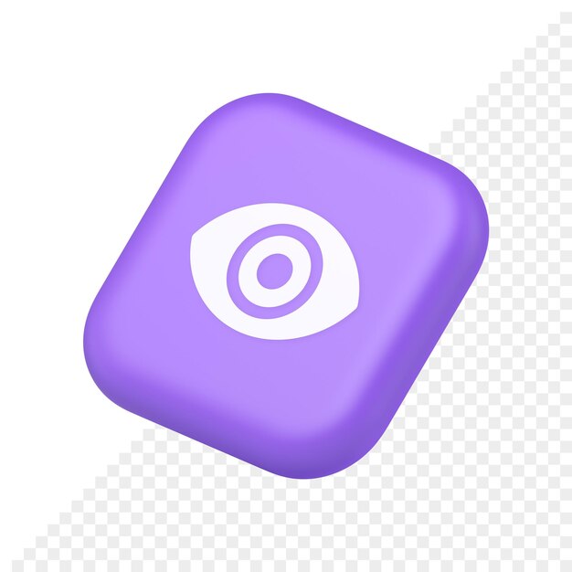 Visibilidad del botón del ojo buscando lente óptica aplicación web símbolo aplicación sitio web icono representación 3d