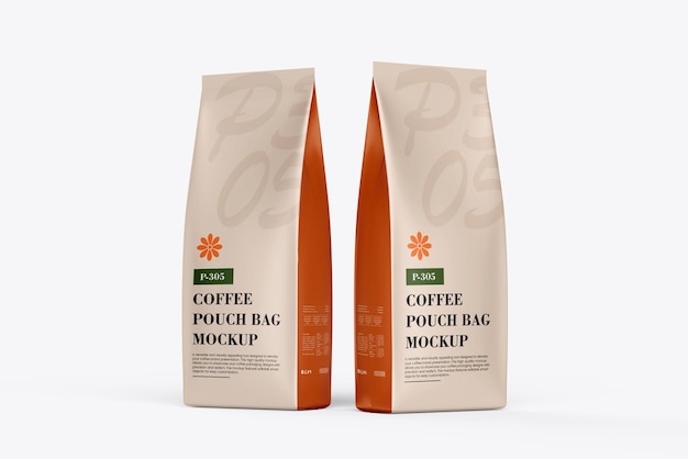 Visión en ángulo de la maqueta de la bolsa de café
