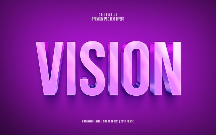 PSD visión efecto de texto psd premium totalmente editable